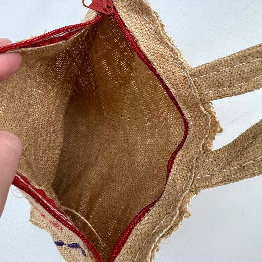 Vintage‎ Royal Basmati Rice Upcycled Burlap Jute Tote Bag Zipper Top Reusable